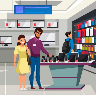 WILBAK sales professional helping customers choose premium electronics